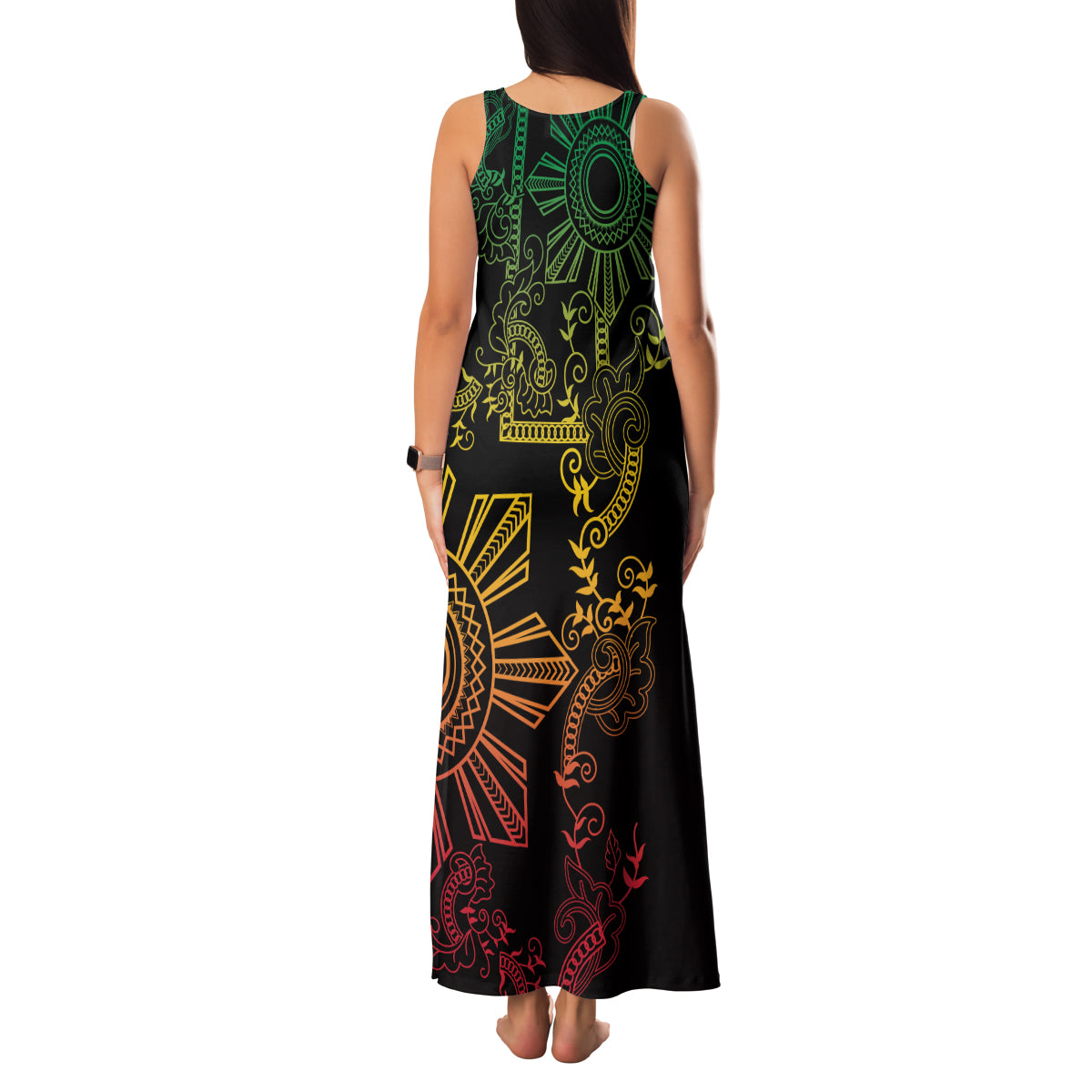 Filipino Sun Tribal Tattoo Family Matching Tank Maxi Dress and Hawaiian Shirt Philippines Inspired Barong Reggae Art - Wonder Print Shop