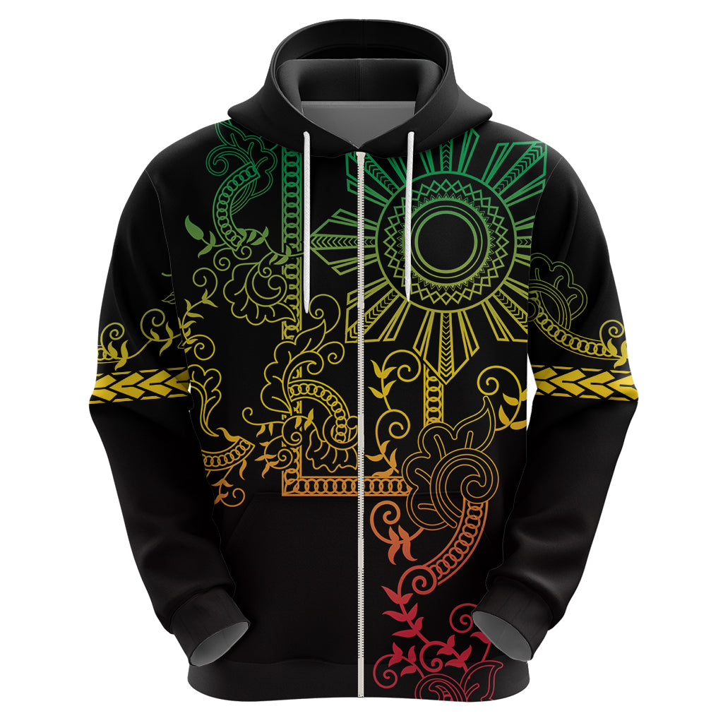 Filipino Sun Tribal Tattoo Hoodie Philippines Inspired Barong Reggae Art - Wonder Print Shop