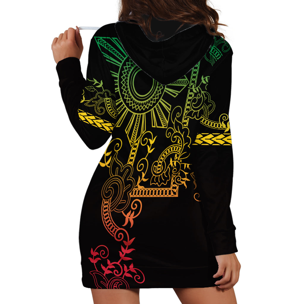 Filipino Sun Tribal Tattoo Hoodie Dress Philippines Inspired Barong Reggae Art - Wonder Print Shop