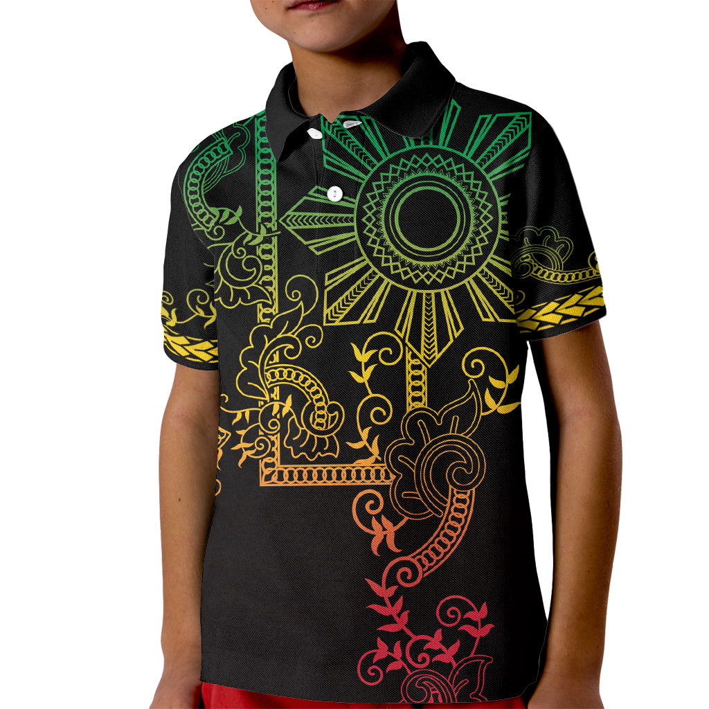 Filipino Sun Tribal Tattoo Kid Polo Shirt Philippines Inspired Barong Reggae Art - Wonder Print Shop