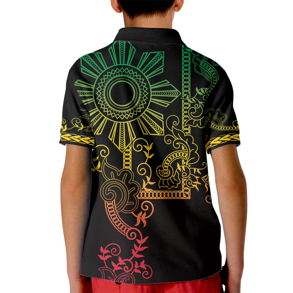 Filipino Sun Tribal Tattoo Kid Polo Shirt Philippines Inspired Barong Reggae Art - Wonder Print Shop