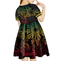 Filipino Sun Tribal Tattoo Kid Short Sleeve Dress Philippines Inspired Barong Reggae Art - Wonder Print Shop