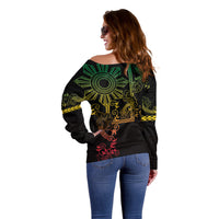 Filipino Sun Tribal Tattoo Off Shoulder Sweater Philippines Inspired Barong Reggae Art - Wonder Print Shop