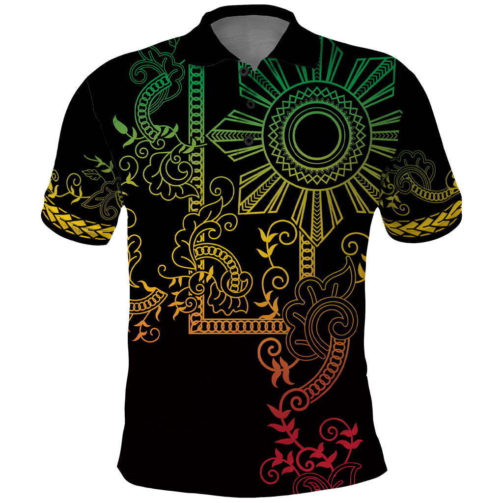 Filipino Sun Tribal Tattoo Polo Shirt Philippines Inspired Barong Reggae Art - Wonder Print Shop