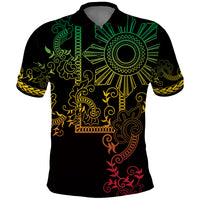 Filipino Sun Tribal Tattoo Polo Shirt Philippines Inspired Barong Reggae Art - Wonder Print Shop