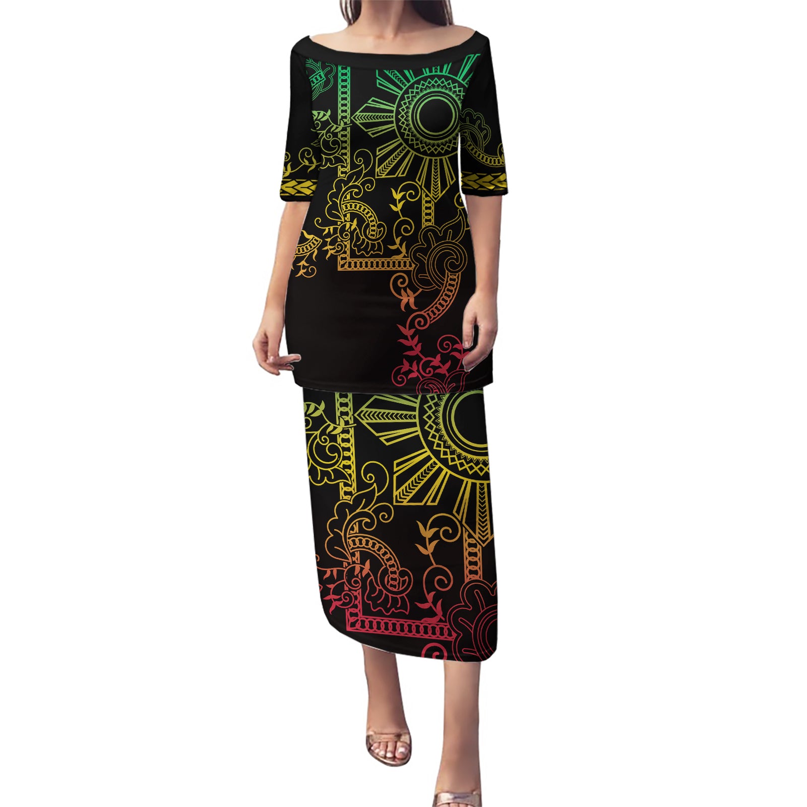 Filipino Sun Tribal Tattoo Puletasi Philippines Inspired Barong Reggae Art - Wonder Print Shop