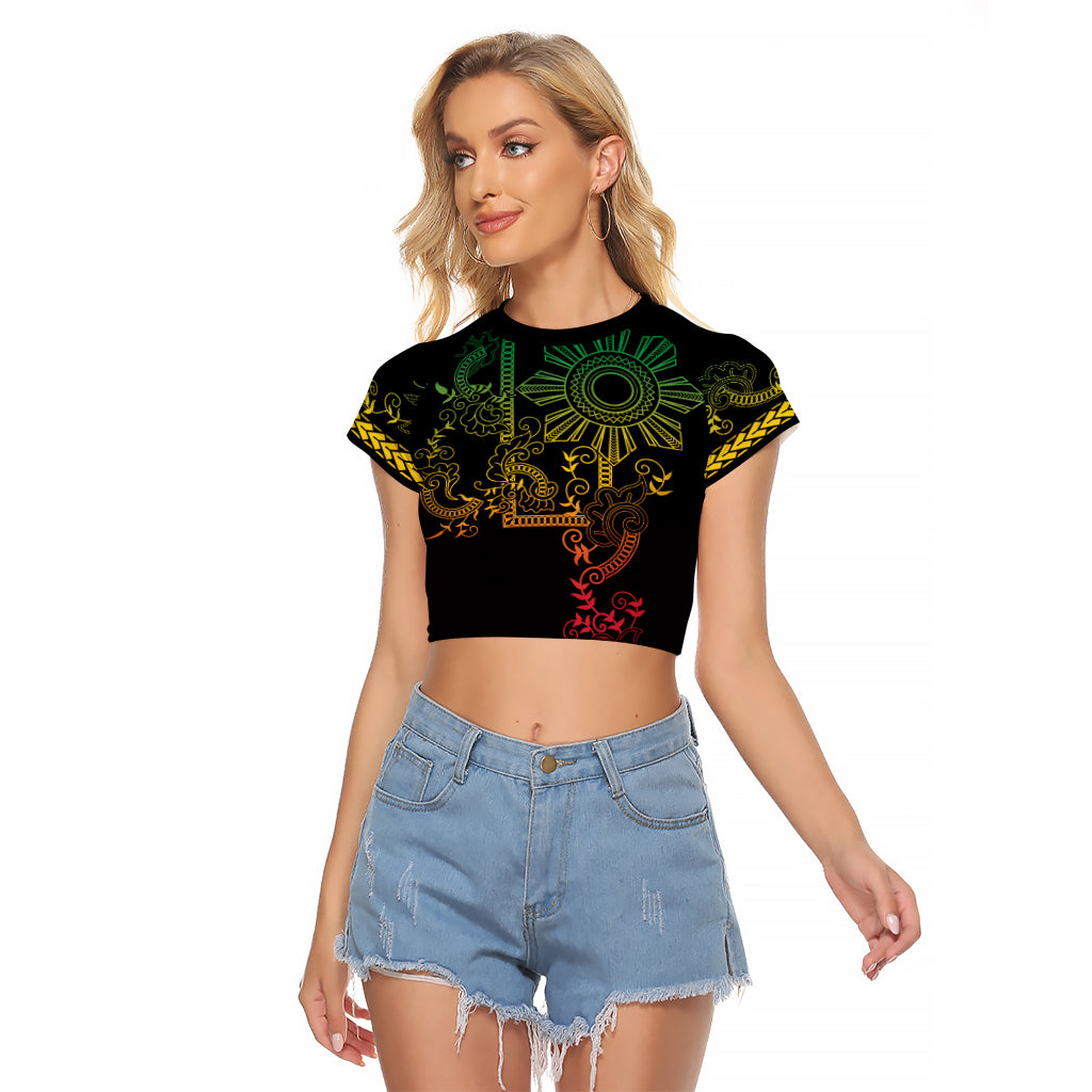 Filipino Sun Tribal Tattoo Raglan Cropped T Shirt Philippines Inspired Barong Reggae Art - Wonder Print Shop