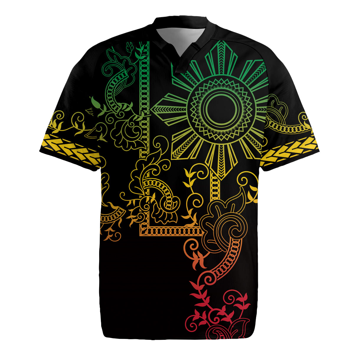 Filipino Sun Tribal Tattoo Rugby Jersey Philippines Inspired Barong Reggae Art - Wonder Print Shop