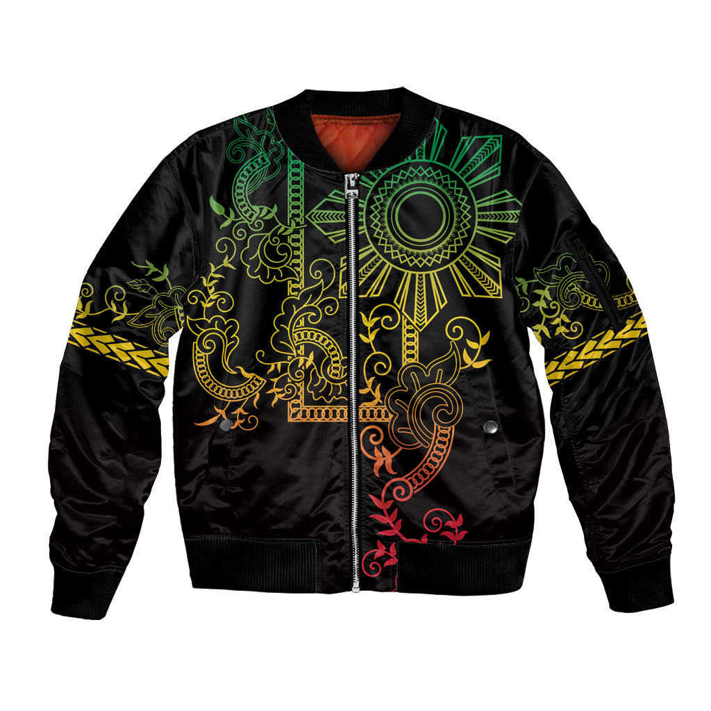 Filipino Sun Tribal Tattoo Sleeve Zip Bomber Jacket Philippines Inspired Barong Reggae Art - Wonder Print Shop