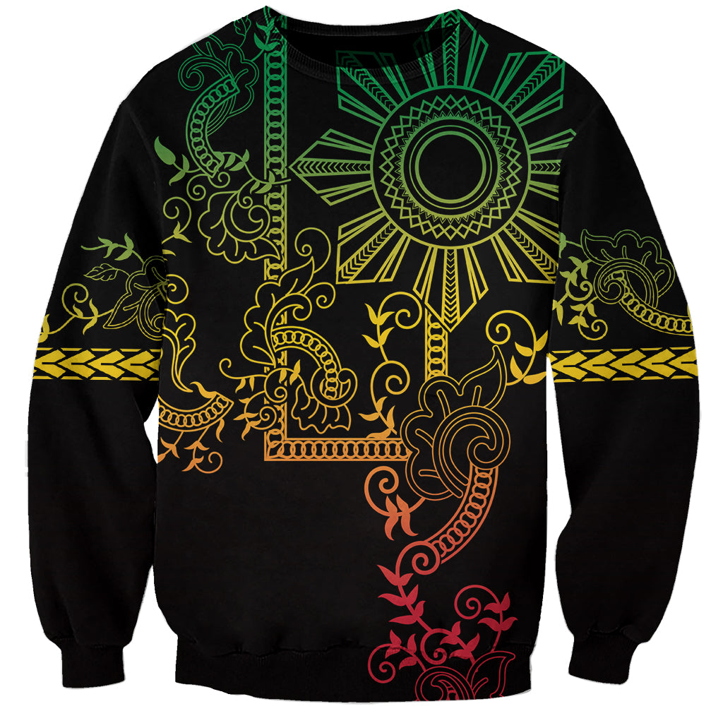 Filipino Sun Tribal Tattoo Sweatshirt Philippines Inspired Barong Reggae Art - Wonder Print Shop