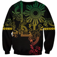 Filipino Sun Tribal Tattoo Sweatshirt Philippines Inspired Barong Reggae Art - Wonder Print Shop