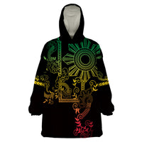 Filipino Sun Tribal Tattoo Wearable Blanket Hoodie Philippines Inspired Barong Reggae Art - Wonder Print Shop