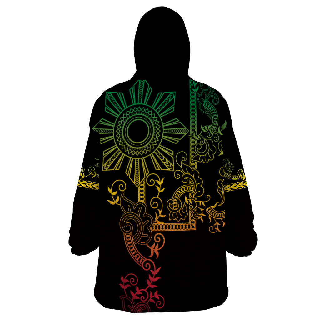Filipino Sun Tribal Tattoo Wearable Blanket Hoodie Philippines Inspired Barong Reggae Art - Wonder Print Shop