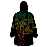 Filipino Sun Tribal Tattoo Wearable Blanket Hoodie Philippines Inspired Barong Reggae Art - Wonder Print Shop