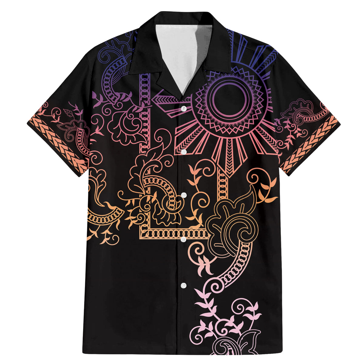 Filipino Sun Tribal Tattoo Family Matching Mermaid Dress and Hawaiian Shirt Philippines Inspired Barong Pink Art LT9 - Wonder Print Shop