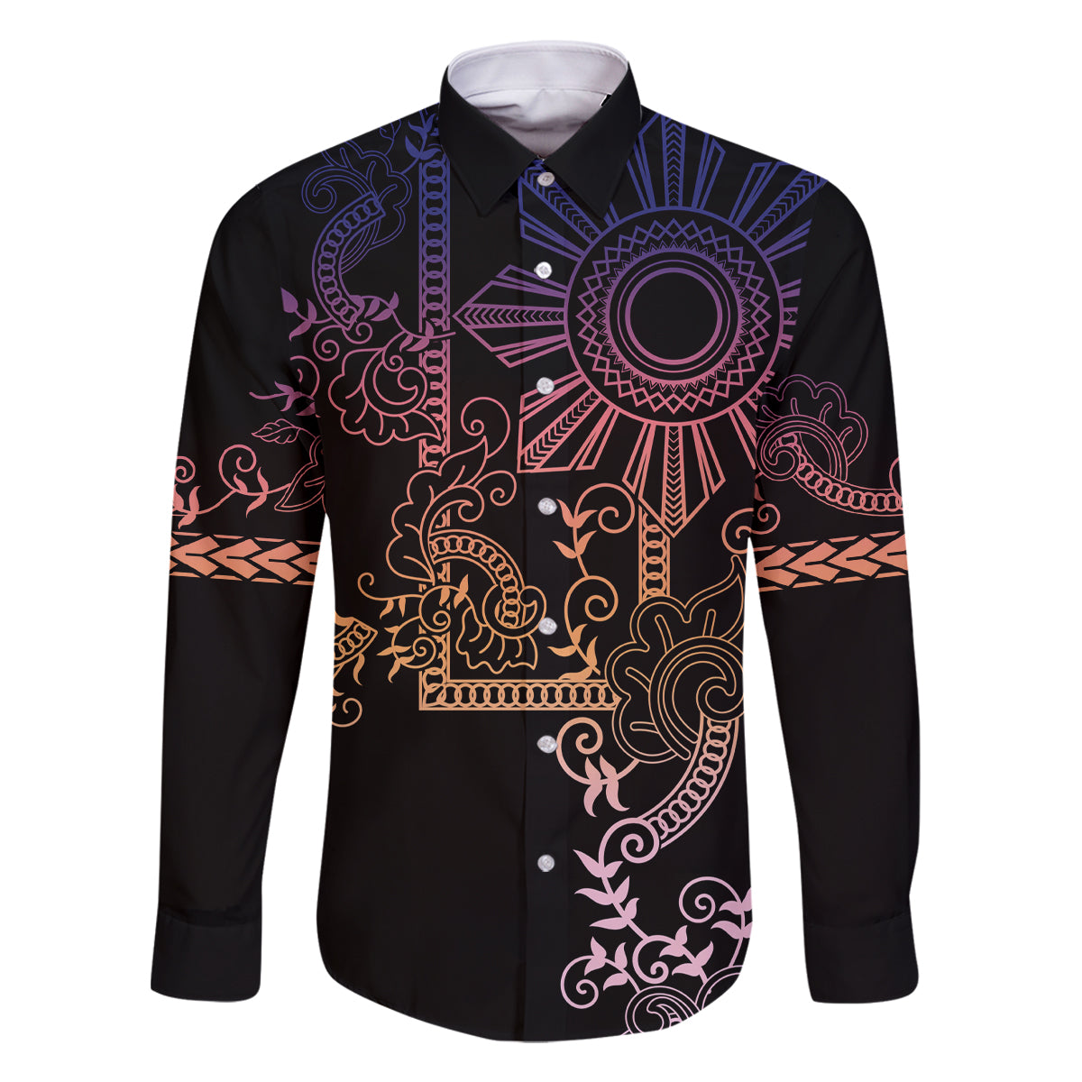 Filipino Sun Tribal Tattoo Family Matching Mermaid Dress and Hawaiian Shirt Philippines Inspired Barong Pink Art LT9 - Wonder Print Shop