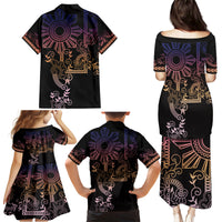 Filipino Sun Tribal Tattoo Family Matching Puletasi and Hawaiian Shirt Philippines Inspired Barong Pink Art - Wonder Print Shop