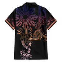 Filipino Sun Tribal Tattoo Family Matching Short Sleeve Bodycon Dress and Hawaiian Shirt Philippines Inspired Barong Pink Art - Wonder Print Shop