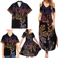 Filipino Sun Tribal Tattoo Family Matching Summer Maxi Dress and Hawaiian Shirt Philippines Inspired Barong Pink Art - Wonder Print Shop