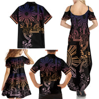 Filipino Sun Tribal Tattoo Family Matching Summer Maxi Dress and Hawaiian Shirt Philippines Inspired Barong Pink Art - Wonder Print Shop