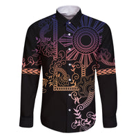 Filipino Sun Tribal Tattoo Family Matching Summer Maxi Dress and Hawaiian Shirt Philippines Inspired Barong Pink Art - Wonder Print Shop