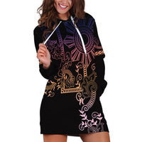 Filipino Sun Tribal Tattoo Hoodie Dress Philippines Inspired Barong Pink Art - Wonder Print Shop