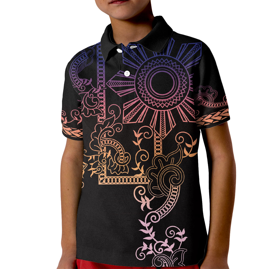 Filipino Sun Tribal Tattoo Kid Polo Shirt Philippines Inspired Barong Pink Art - Wonder Print Shop