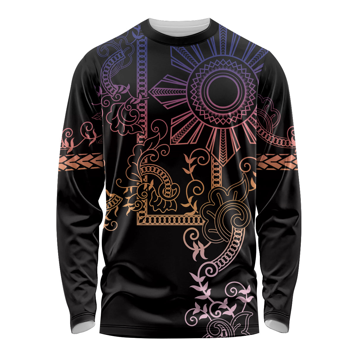 Filipino Sun Tribal Tattoo Long Sleeve Shirt Philippines Inspired Barong Pink Art - Wonder Print Shop
