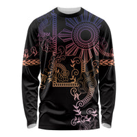 Filipino Sun Tribal Tattoo Long Sleeve Shirt Philippines Inspired Barong Pink Art - Wonder Print Shop