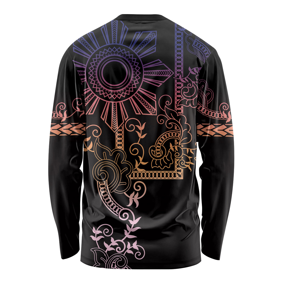 Filipino Sun Tribal Tattoo Long Sleeve Shirt Philippines Inspired Barong Pink Art - Wonder Print Shop