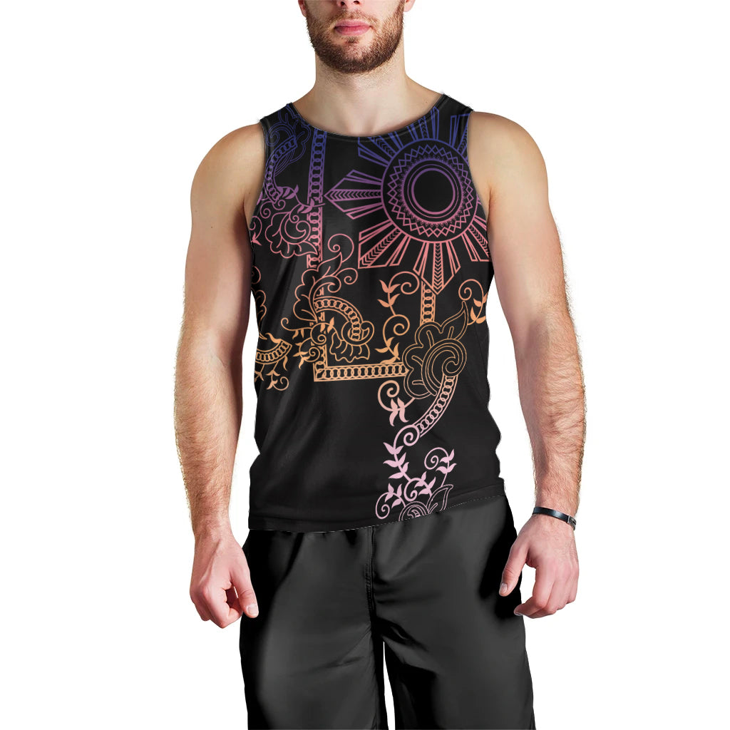 Filipino Sun Tribal Tattoo Men Tank Top Philippines Inspired Barong Pink Art - Wonder Print Shop