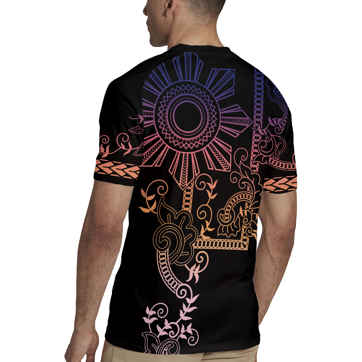 Filipino Sun Tribal Tattoo Rugby Jersey Philippines Inspired Barong Pink Art - Wonder Print Shop
