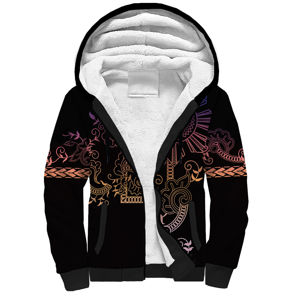 Filipino Sun Tribal Tattoo Sherpa Hoodie Philippines Inspired Barong Pink Art - Wonder Print Shop