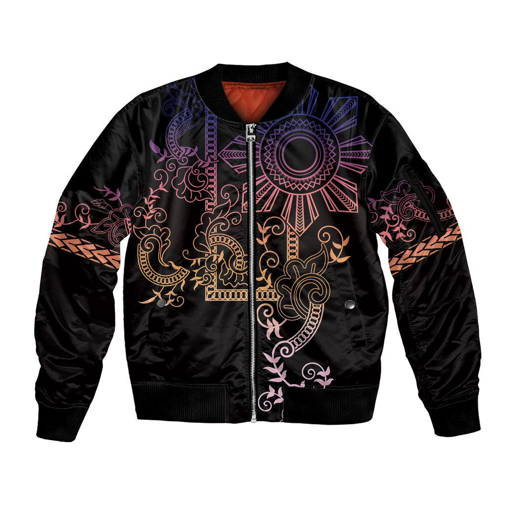 Filipino Sun Tribal Tattoo Sleeve Zip Bomber Jacket Philippines Inspired Barong Pink Art - Wonder Print Shop