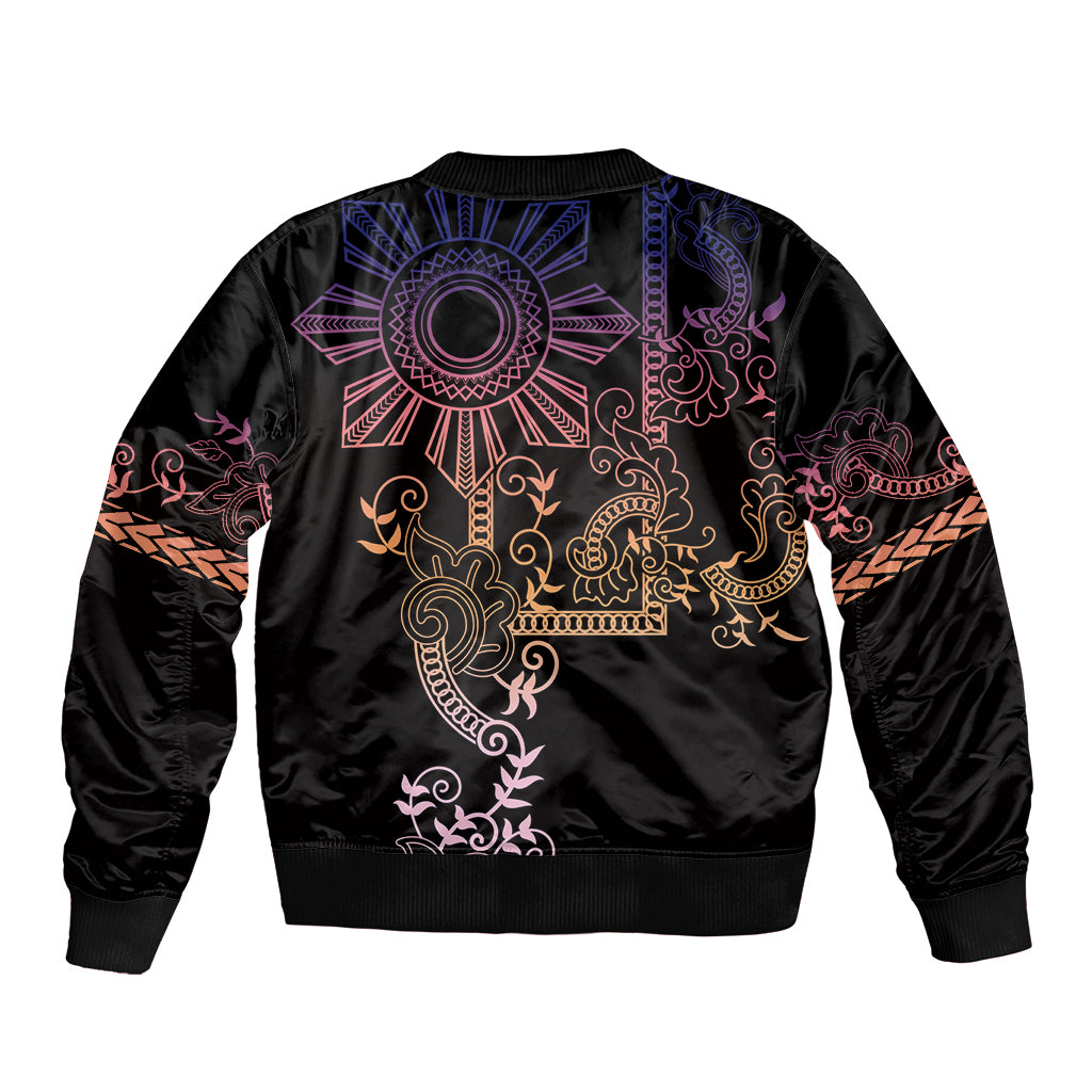 Filipino Sun Tribal Tattoo Sleeve Zip Bomber Jacket Philippines Inspired Barong Pink Art - Wonder Print Shop