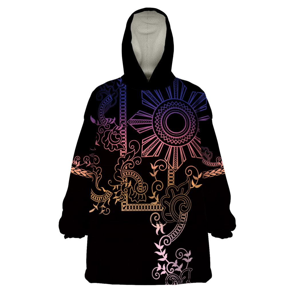 Filipino Sun Tribal Tattoo Wearable Blanket Hoodie Philippines Inspired Barong Pink Art - Wonder Print Shop