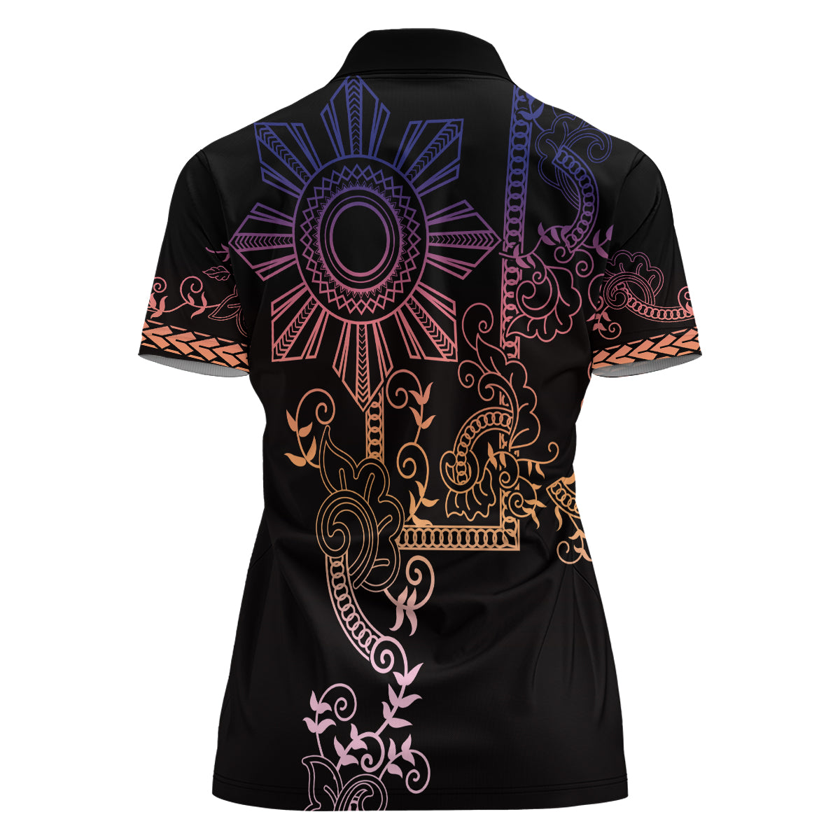 Filipino Sun Tribal Tattoo Women Polo Shirt Philippines Inspired Barong Pink Art - Wonder Print Shop