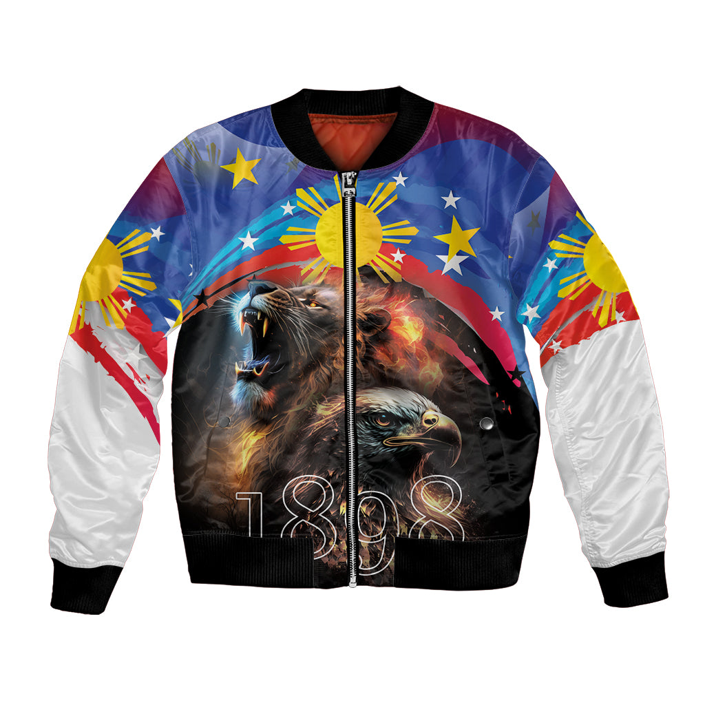 Philippines Lion and Eagle 1898 Bomber Jacket Pilipinas Maligayang Araw ng Kalayaan LT9 - Wonder Print Shop