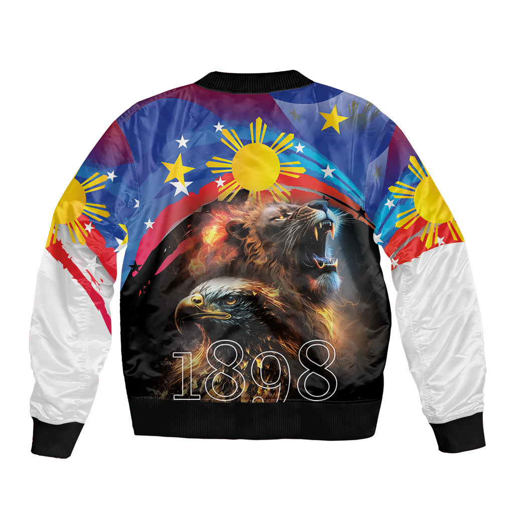 Philippines Lion and Eagle 1898 Bomber Jacket Pilipinas Maligayang Araw ng Kalayaan LT9 - Wonder Print Shop