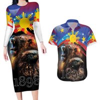 Philippines Lion and Eagle 1898 Couples Matching Long Sleeve Bodycon Dress and Hawaiian Shirt Pilipinas Maligayang Araw ng Kalayaan LT9 - Wonder Print Shop