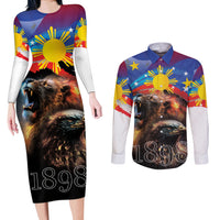 Philippines Lion and Eagle 1898 Couples Matching Long Sleeve Bodycon Dress and Long Sleeve Button Shirt Pilipinas Maligayang Araw ng Kalayaan LT9 - Wonder Print Shop