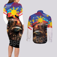 Philippines Lion and Eagle 1898 Couples Matching Long Sleeve Bodycon Dress and Long Sleeve Button Shirt Pilipinas Maligayang Araw ng Kalayaan LT9 - Wonder Print Shop
