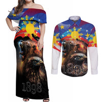 Philippines Lion and Eagle 1898 Couples Matching Off Shoulder Maxi Dress and Long Sleeve Button Shirt Pilipinas Maligayang Araw ng Kalayaan LT9 - Wonder Print Shop