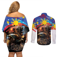 Philippines Lion and Eagle 1898 Couples Matching Off Shoulder Short Dress and Long Sleeve Button Shirt Pilipinas Maligayang Araw ng Kalayaan LT9 - Wonder Print Shop