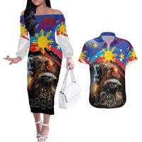 Philippines Lion and Eagle 1898 Couples Matching Off The Shoulder Long Sleeve Dress and Hawaiian Shirt Pilipinas Maligayang Araw ng Kalayaan LT9 - Wonder Print Shop