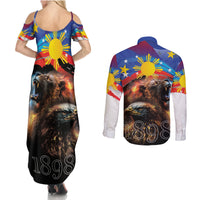 Philippines Lion and Eagle 1898 Couples Matching Summer Maxi Dress and Long Sleeve Button Shirt Pilipinas Maligayang Araw ng Kalayaan LT9 - Wonder Print Shop