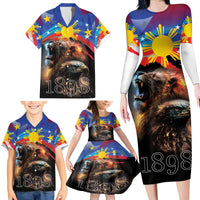 Philippines Lion and Eagle 1898 Family Matching Long Sleeve Bodycon Dress and Hawaiian Shirt Pilipinas Maligayang Araw ng Kalayaan LT9 - Wonder Print Shop