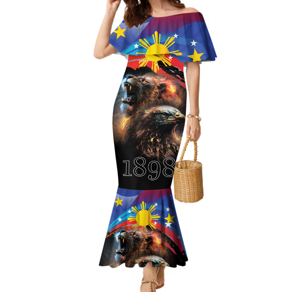 Philippines Lion and Eagle 1898 Family Matching Mermaid Dress and Hawaiian Shirt Pilipinas Maligayang Araw ng Kalayaan LT9 - Wonder Print Shop