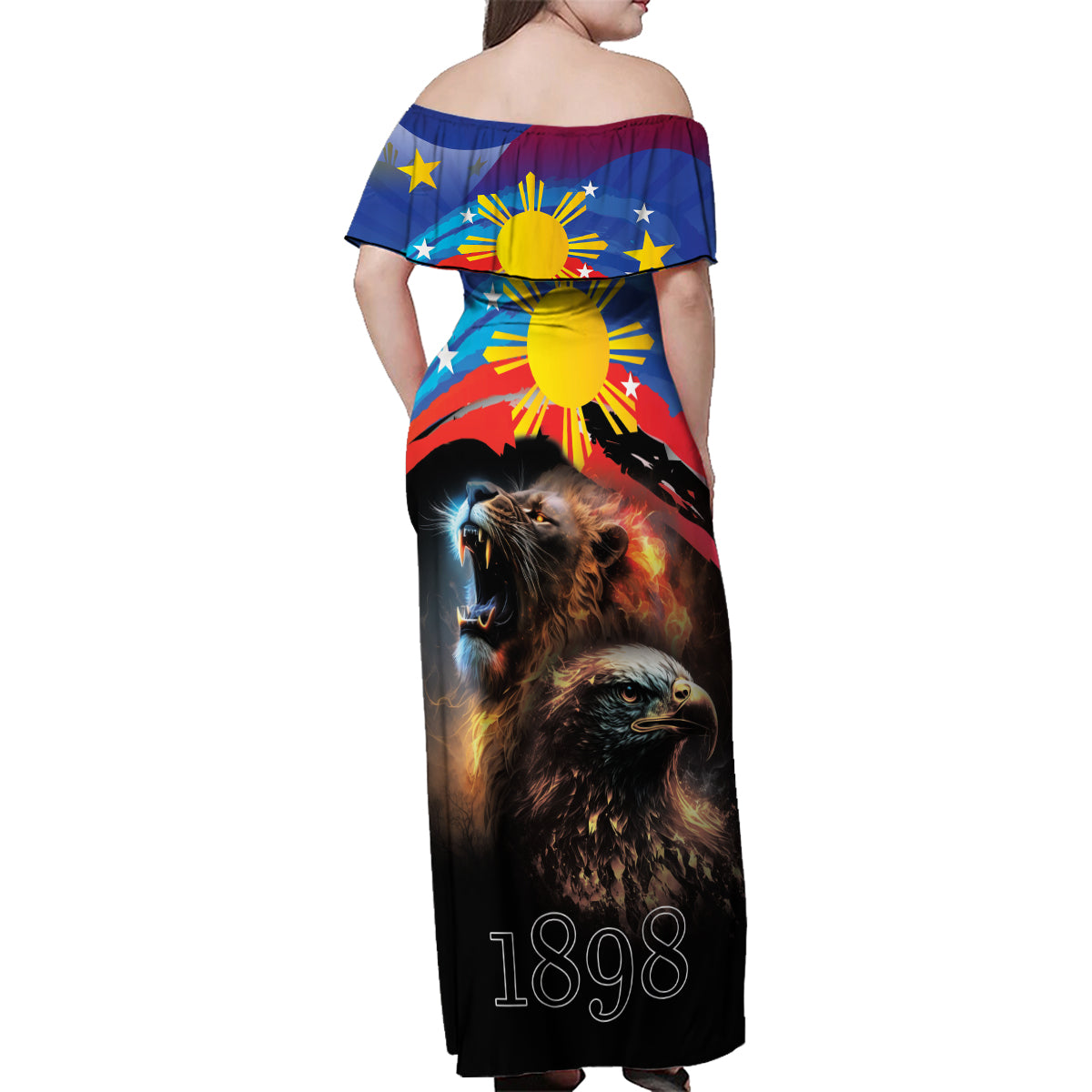 Philippines Lion and Eagle 1898 Family Matching Off Shoulder Maxi Dress and Hawaiian Shirt Pilipinas Maligayang Araw ng Kalayaan LT9 - Wonder Print Shop