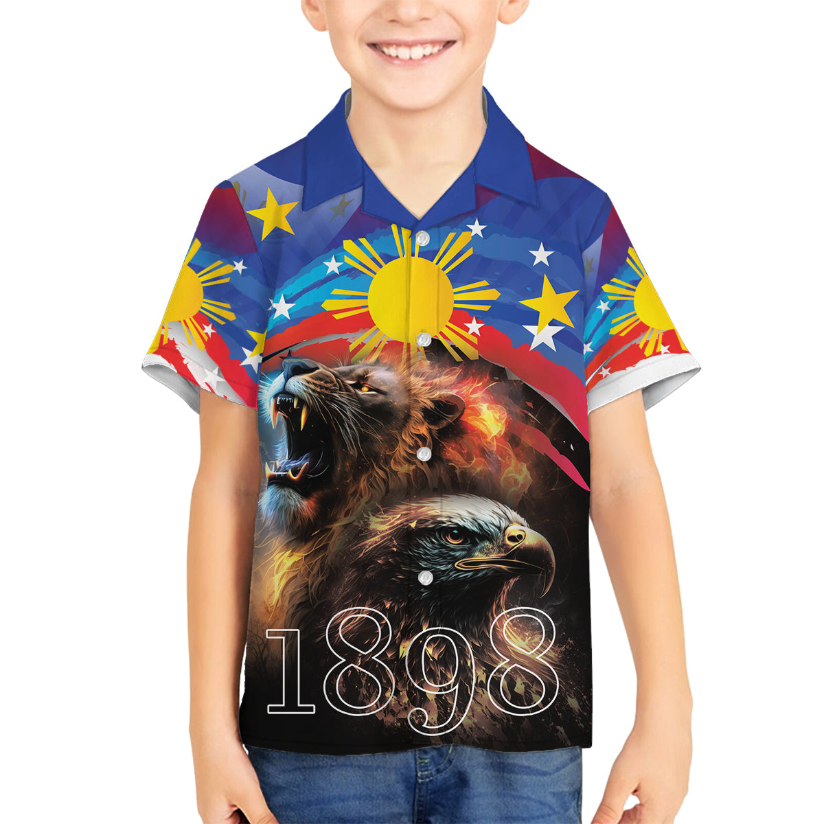 Philippines Lion and Eagle 1898 Family Matching Puletasi and Hawaiian Shirt Pilipinas Maligayang Araw ng Kalayaan - Wonder Print Shop
